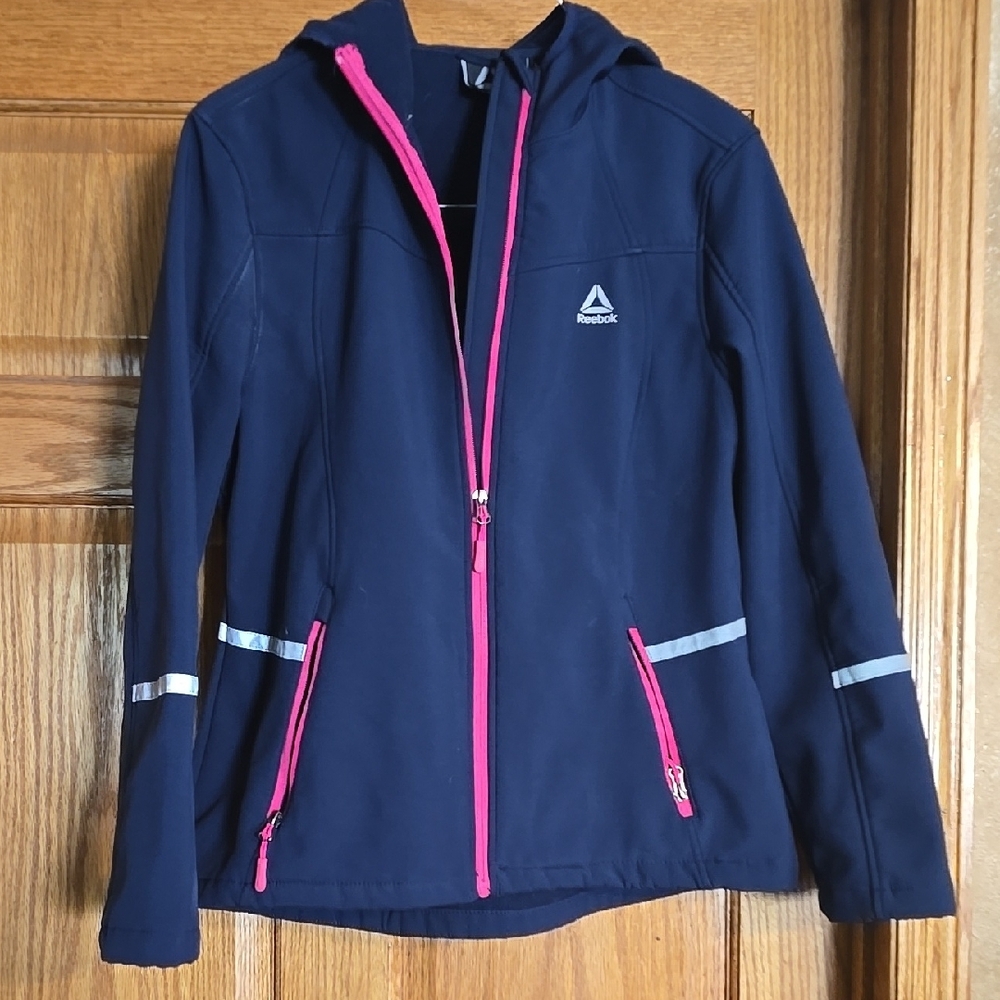 Reebok Navy Jacket with Pink Accents